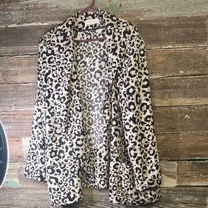 Calvin Klein Black and Cream Animal Print Jacket/Blazer, Plus Size 3X